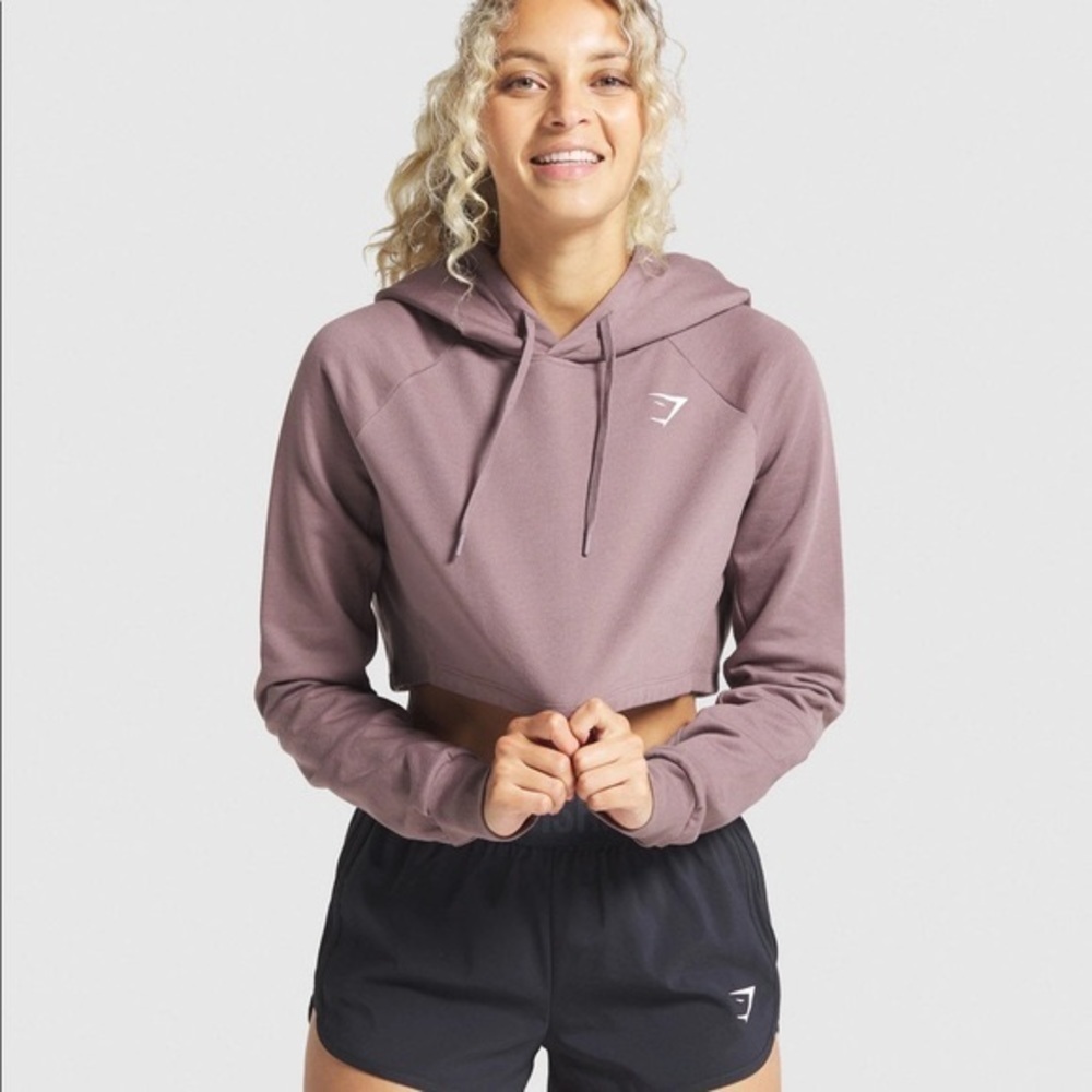 Gymshark Training Cropped Hoodie In Mauve (Size:Small)